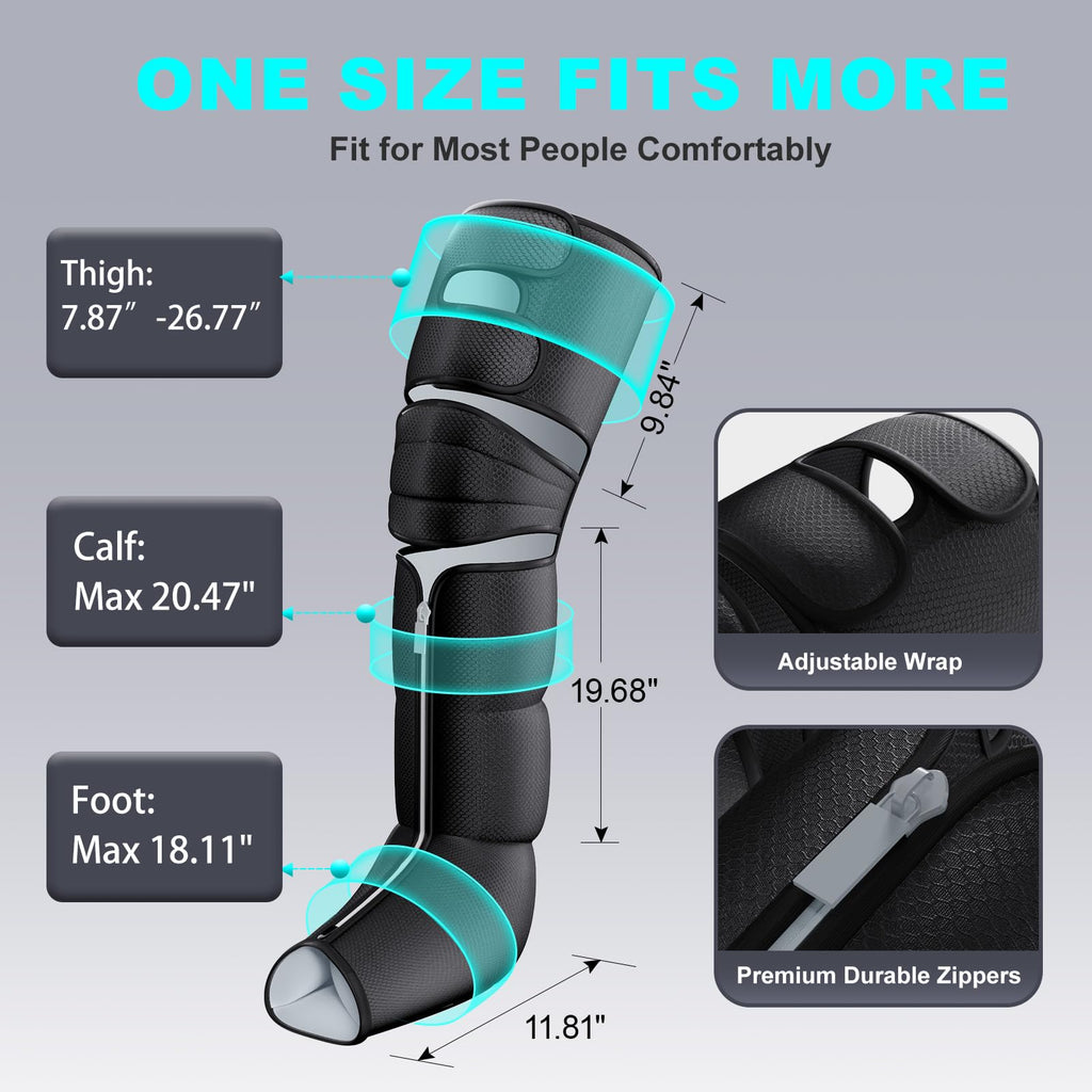 Black Leg Compression Massager with Heated Knee X88088