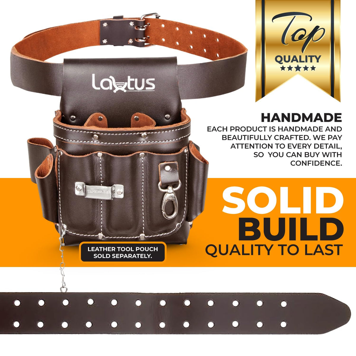 2" Heavy Duty Genuine Top-Grain Leather Tool Belt H65950