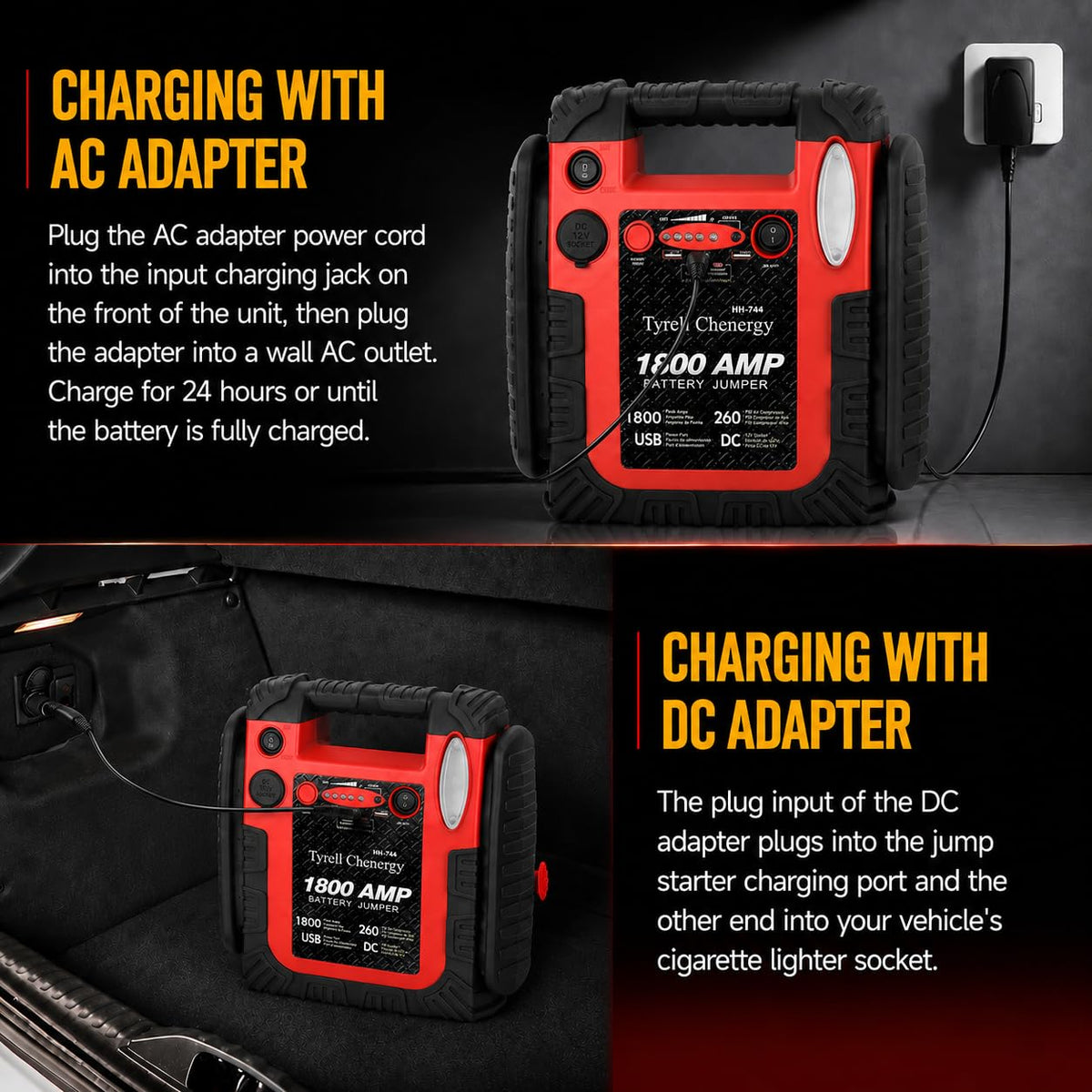 1800A 20000mAh 12V Jump Starter & Portable Air Compressor G4226