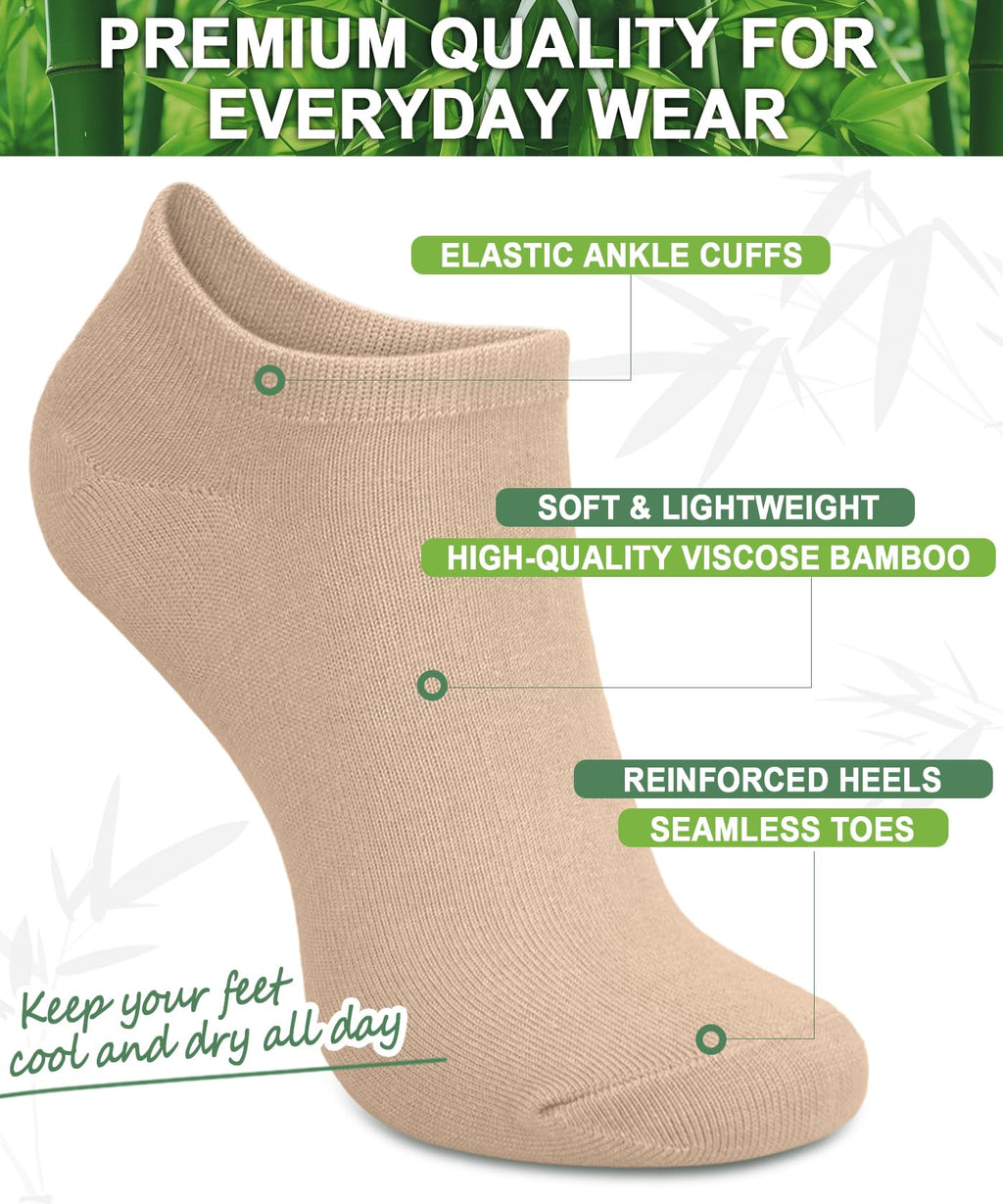 Women's Bamboo Viscose No Show Ankle Socks 7 Pairs N4625