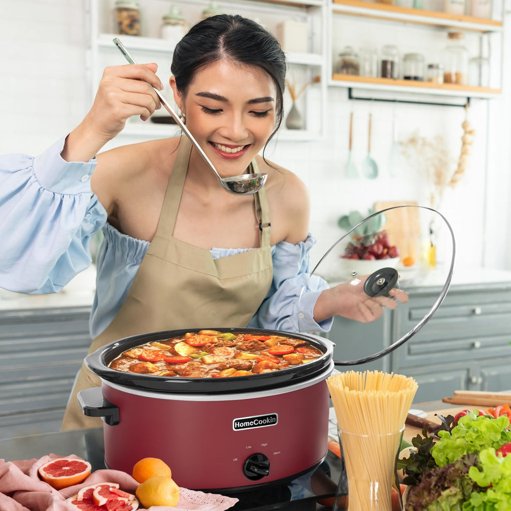 7 Quart Oval Manual Slow Cooker with 3 Cooking Settings A5310