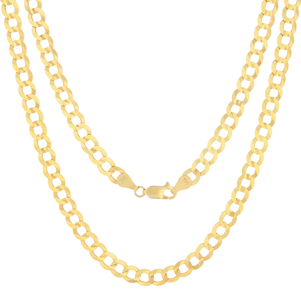 14K Yellow Gold Cuban Curb Link Chain Necklace G377