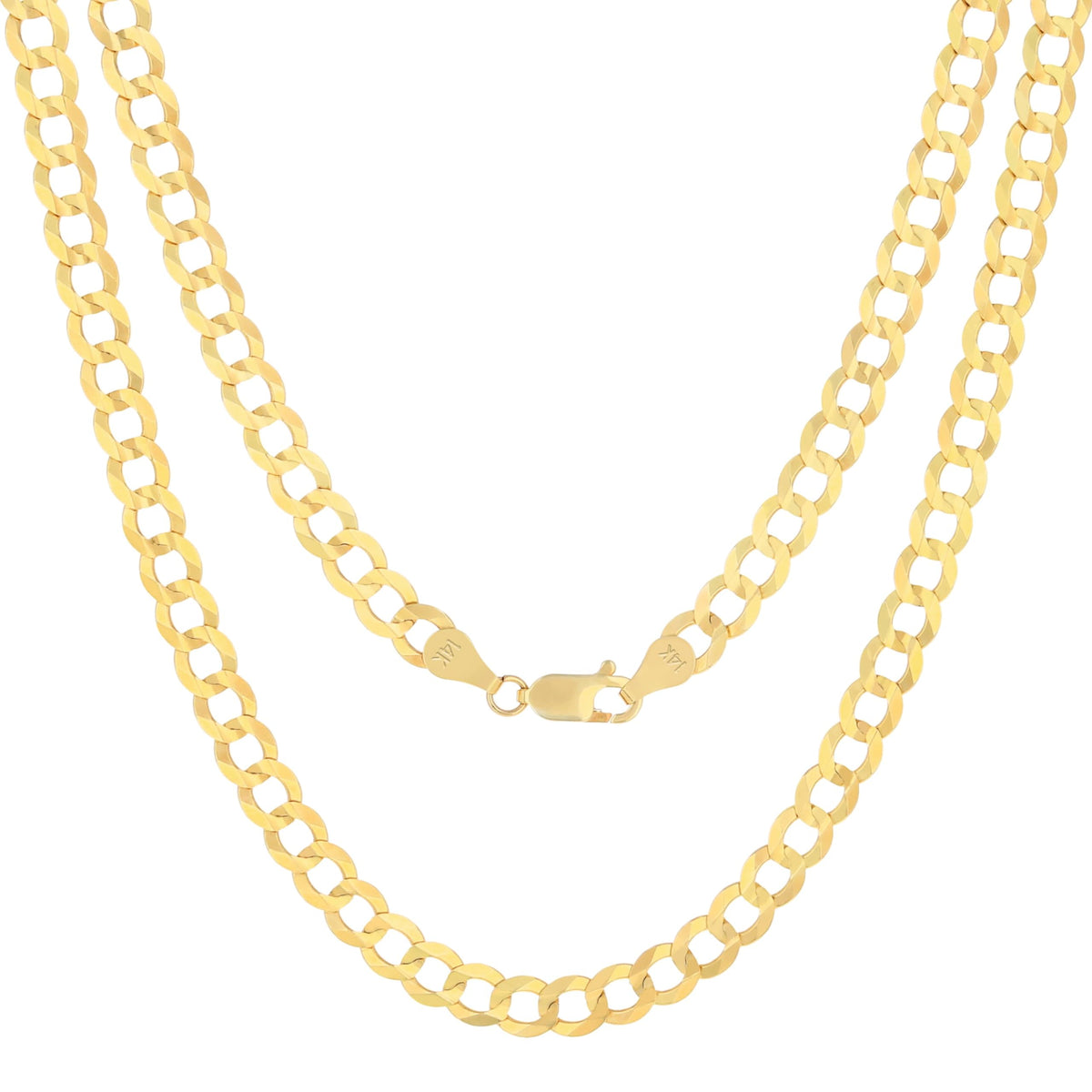 14K Yellow Gold Cuban Curb Link Chain Necklace G377