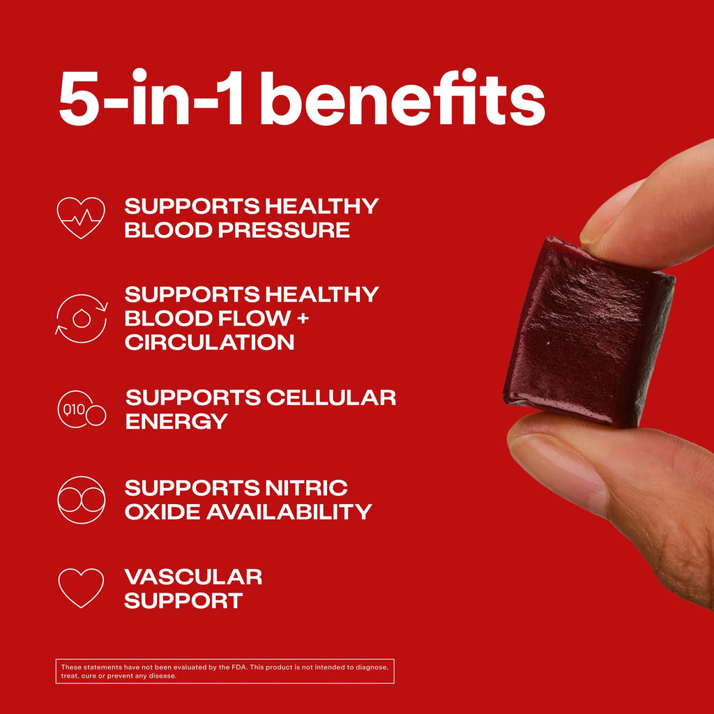 SuperBeets 5-in-1 Heart Chews 150mg CoQ10 60 Ct D692229