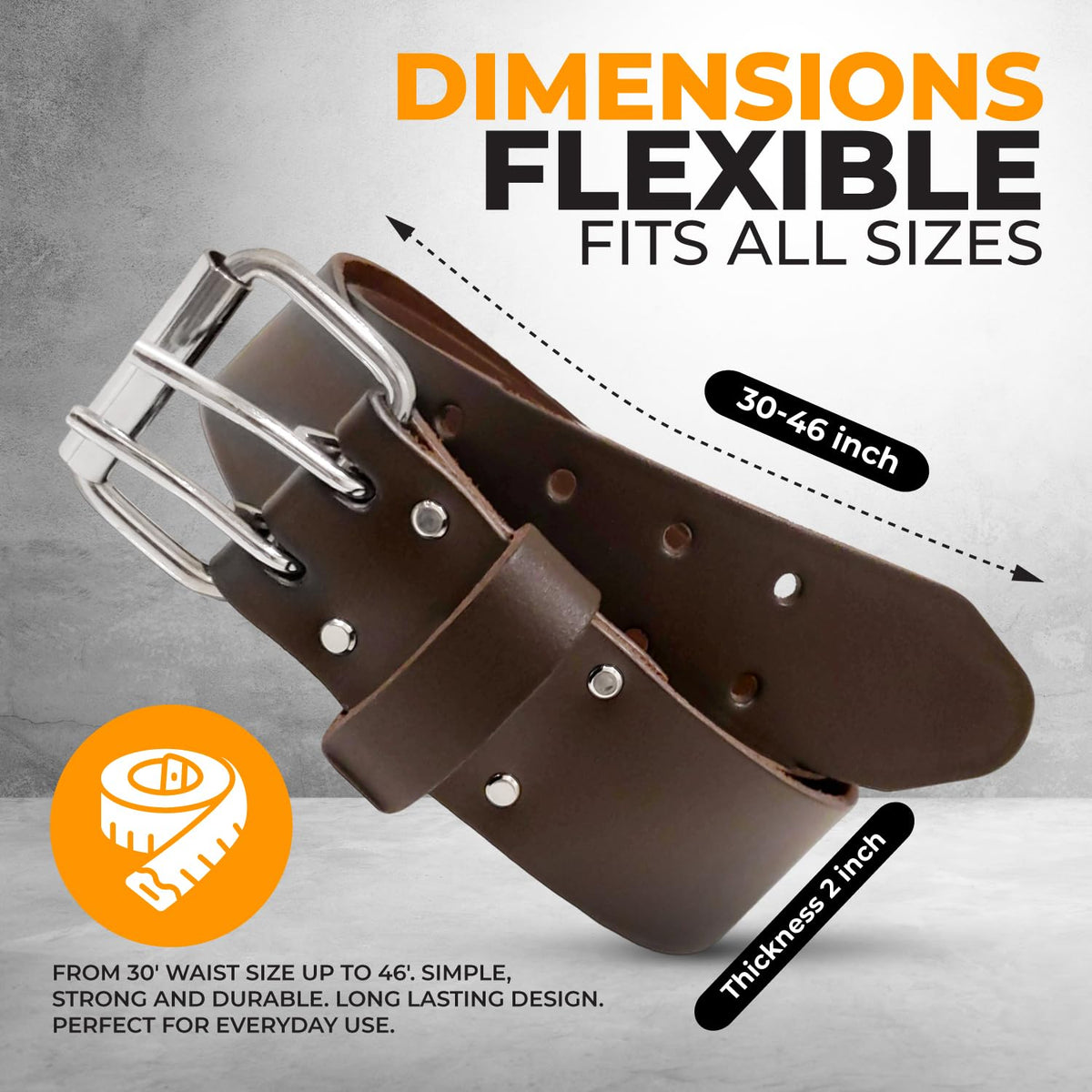 2" Heavy Duty Genuine Top-Grain Leather Tool Belt H65950