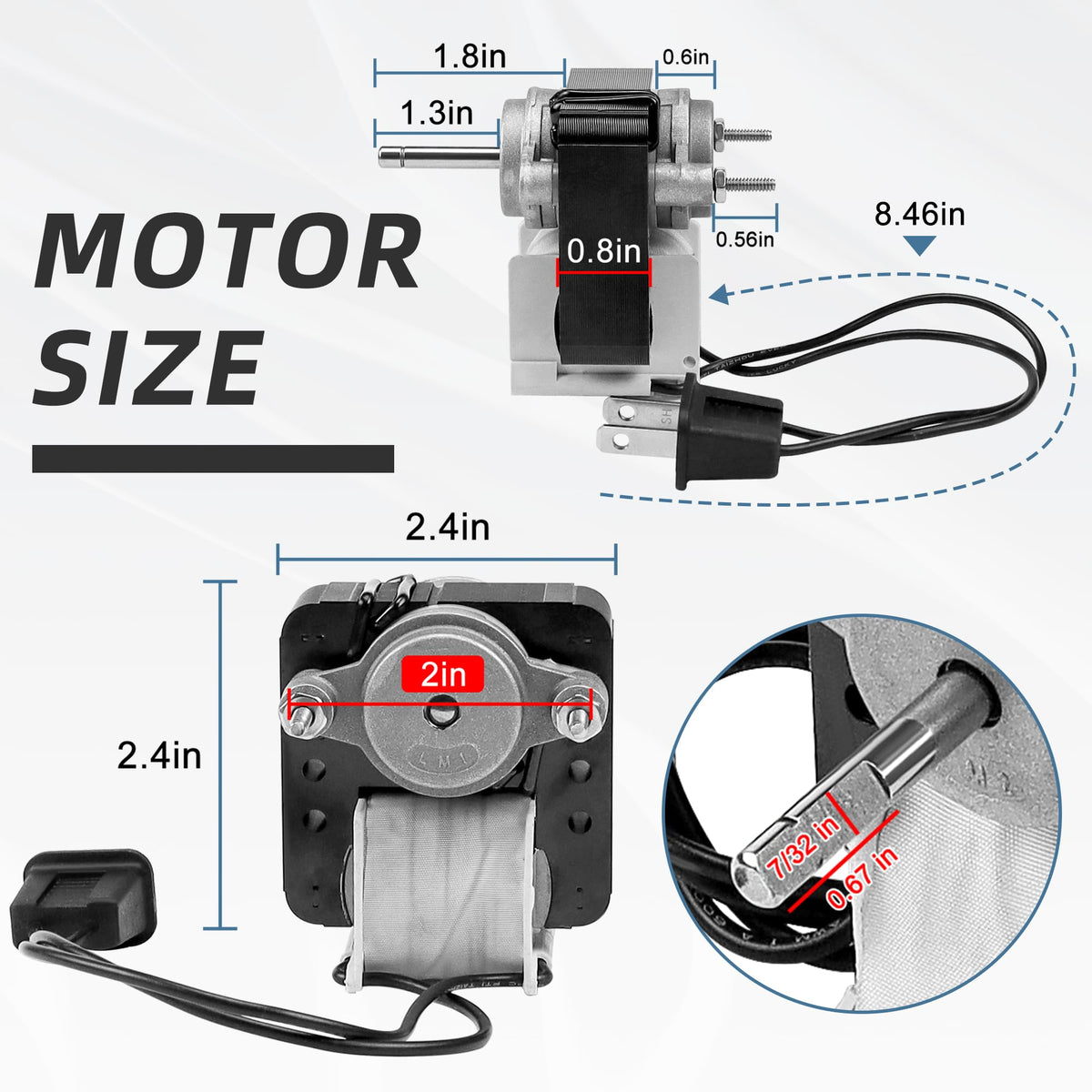 Bathroom Vent Bath Fan Motor Kit Replacement 70cfm 1.4 Amp 120V U42074