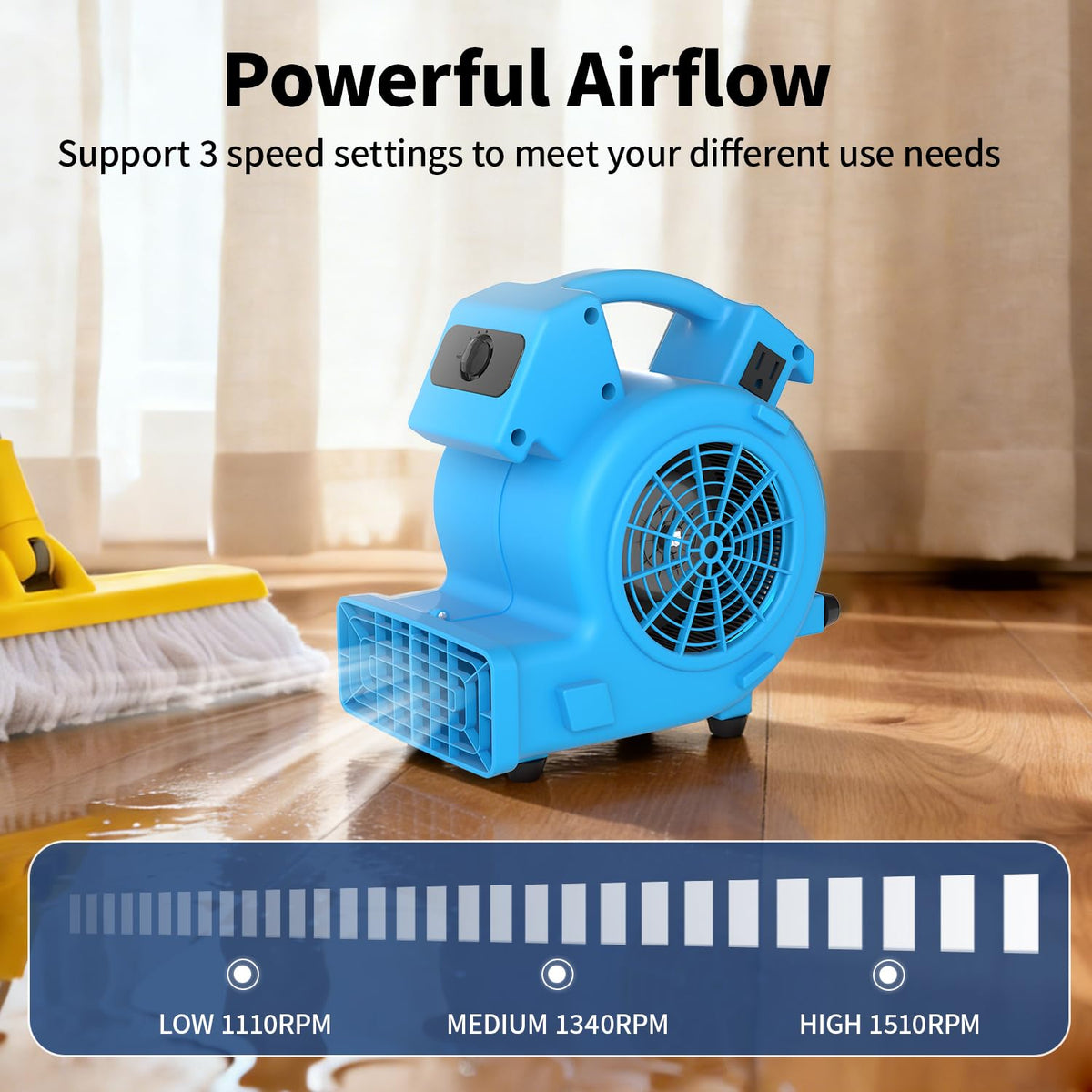600 CFM Portable Air Mover Blower Fan with 3 Speeds L751