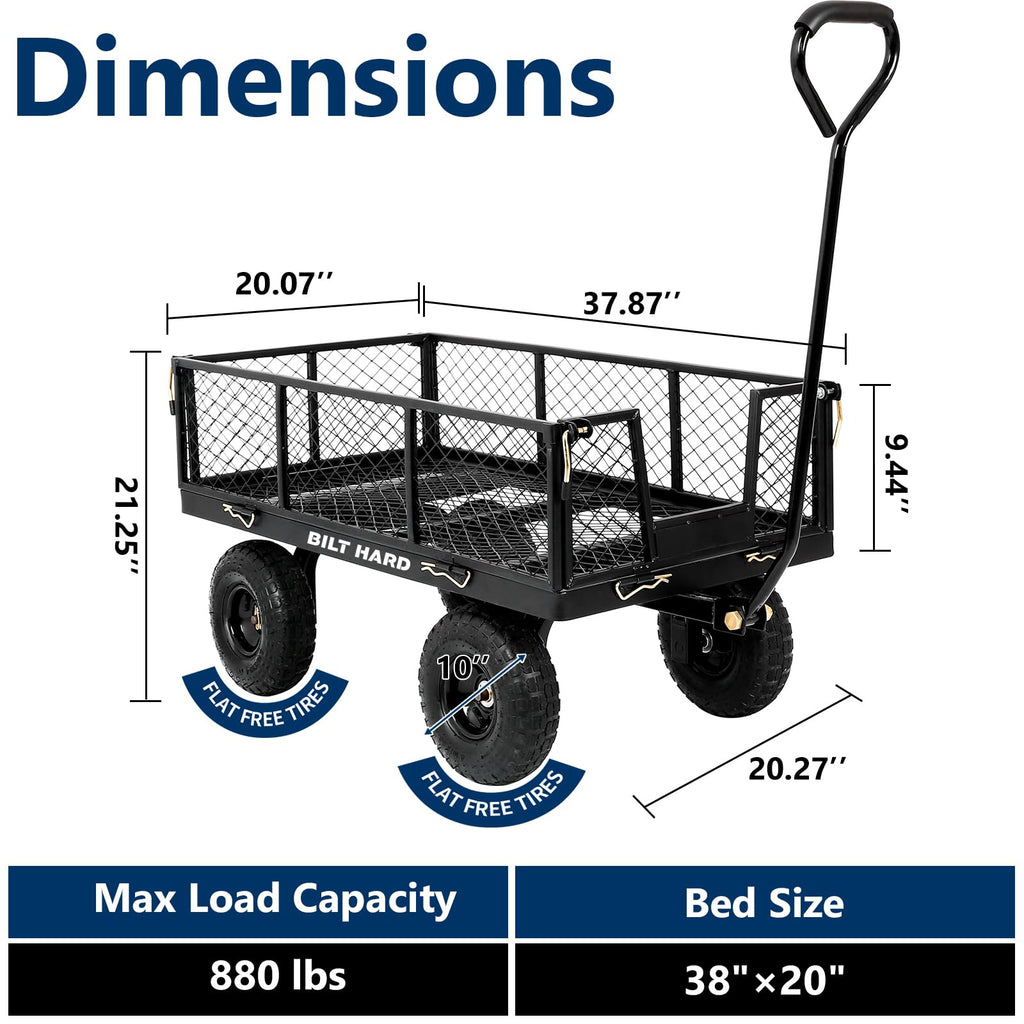 10" Flat Free Tires Steel Garden Cart with Rotating Handle R5219