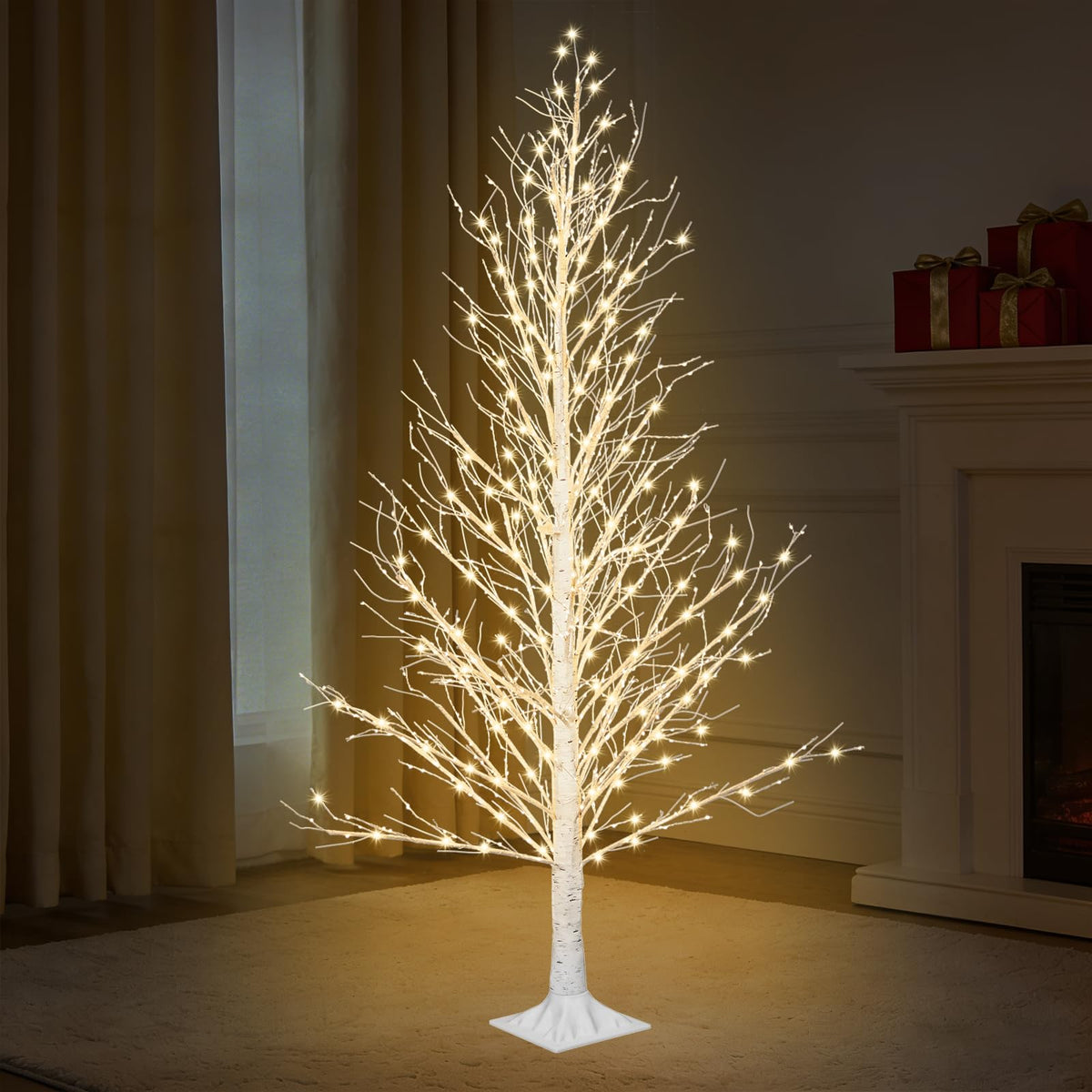 6FT LED Lighted Birch Tree with Timer IP44 Waterproof L212892
