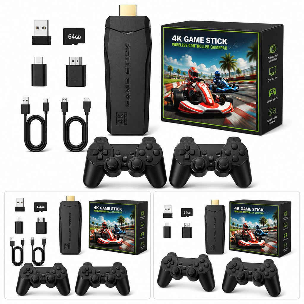 Wireless Retro Game Console Stick with 2.4G Controllers, 4K HDMI, 32G C6072