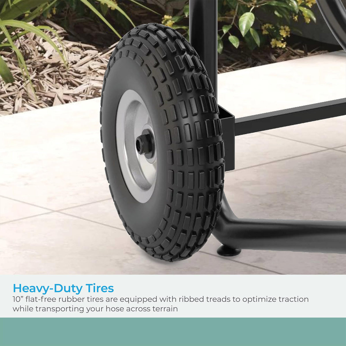 200' Steel Garden Hose Reel Cart with Flat-Free Rubber Tires F493190
