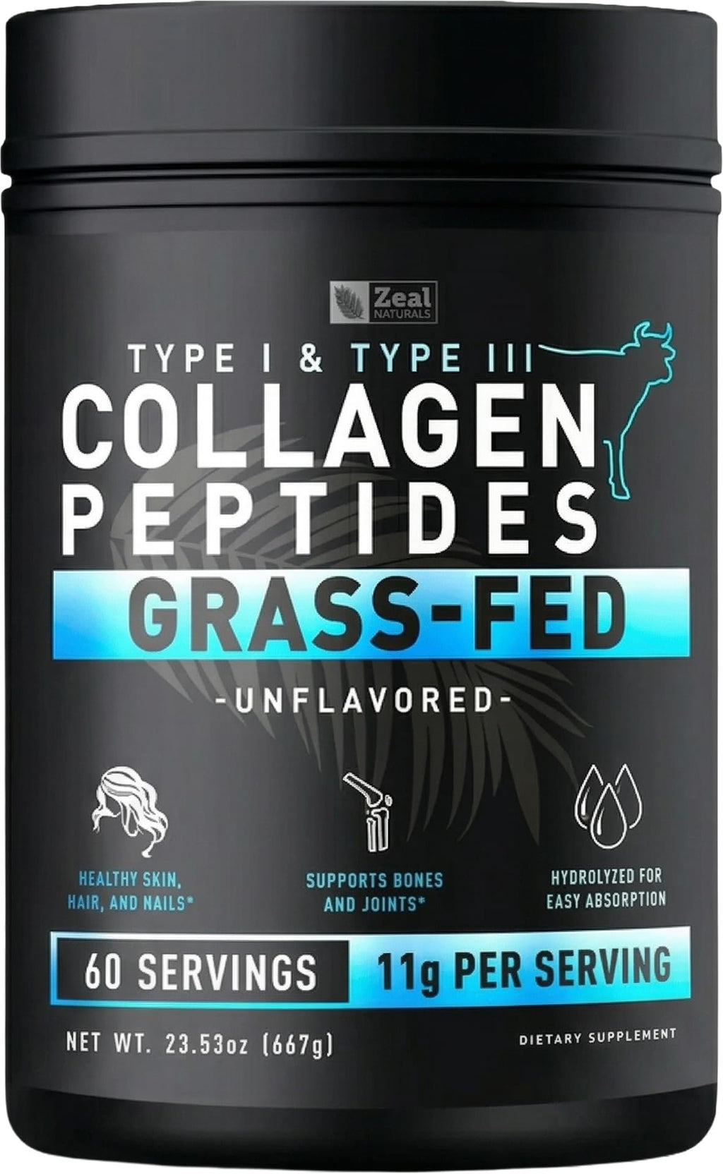 Hydrolyzed Collagen Peptides Powder, 10g Protein, Unflavored, 23.53 oz H274