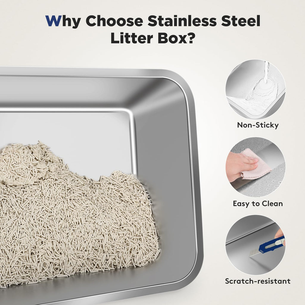 Stainless Steel Enclosed Cat Litter Box with Lid F7661