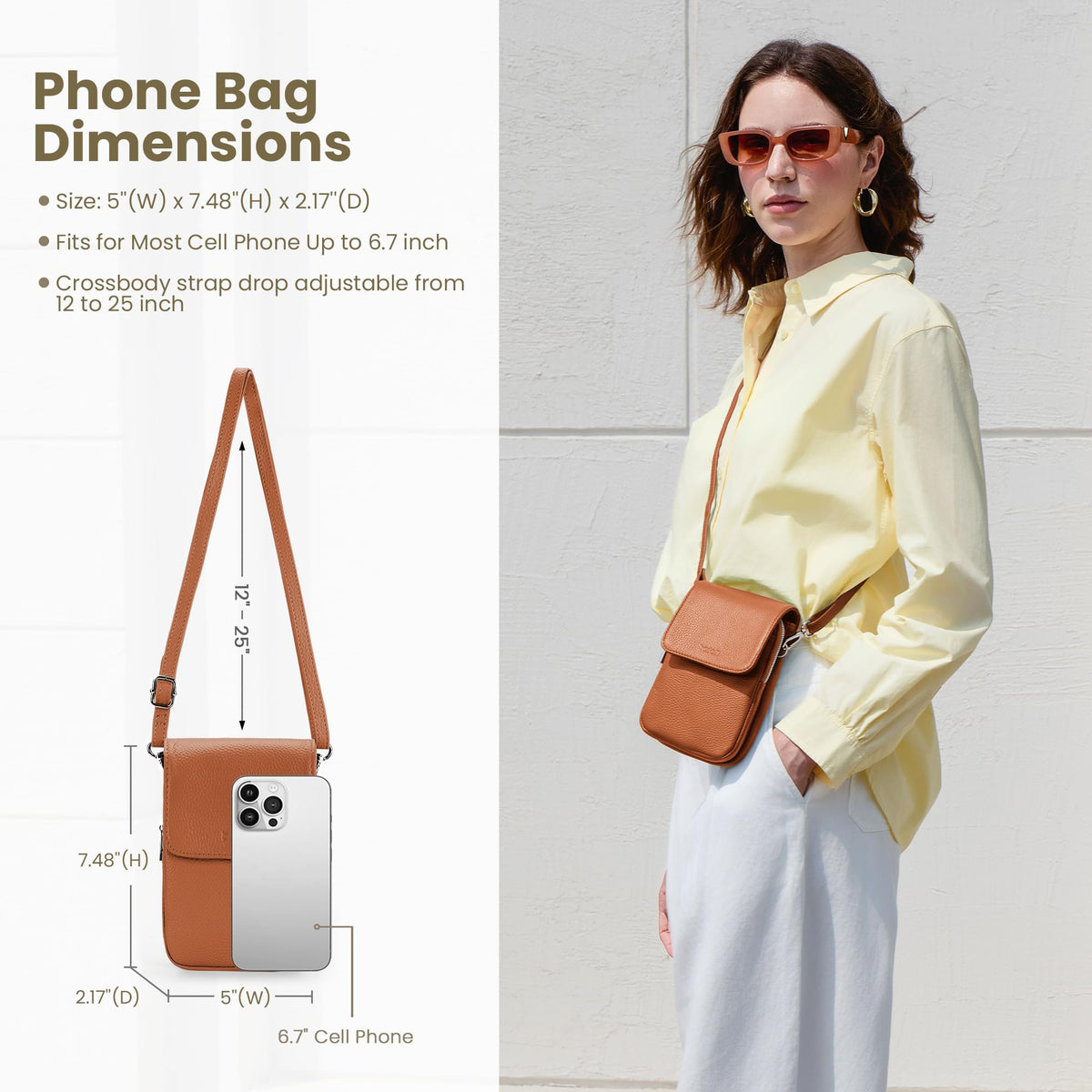 Genuine Leather Crossbody Bag with RFID Blocking Card Slots Z722