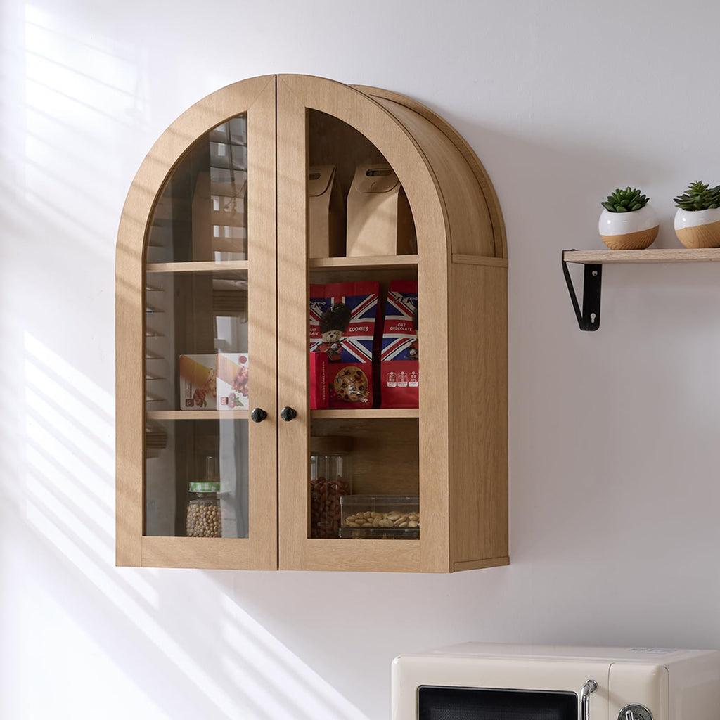 Arched Wall Mount Bathroom Cabinet with Glass Doors I533407