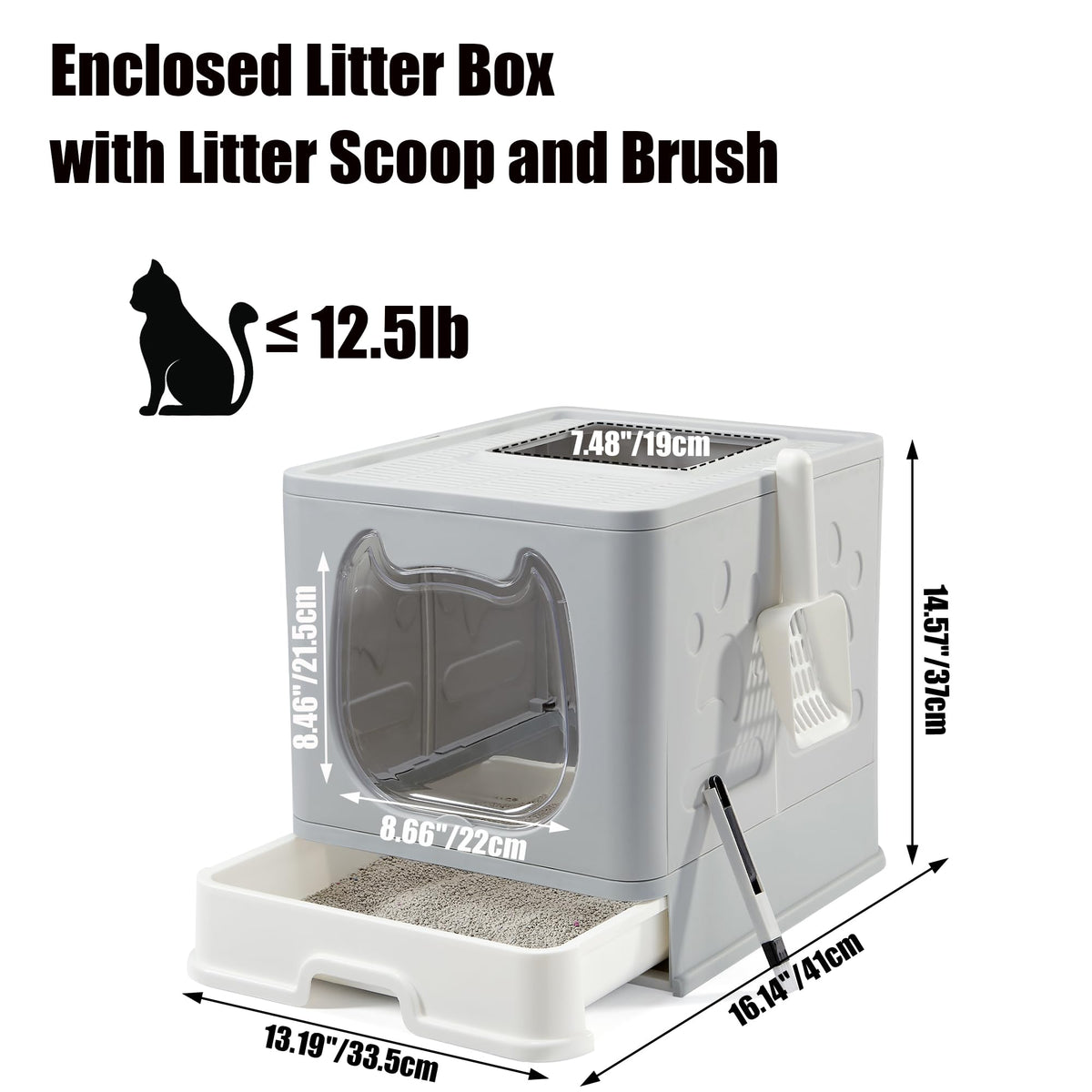 Covered Litter Box with Lid and Scooper X166481