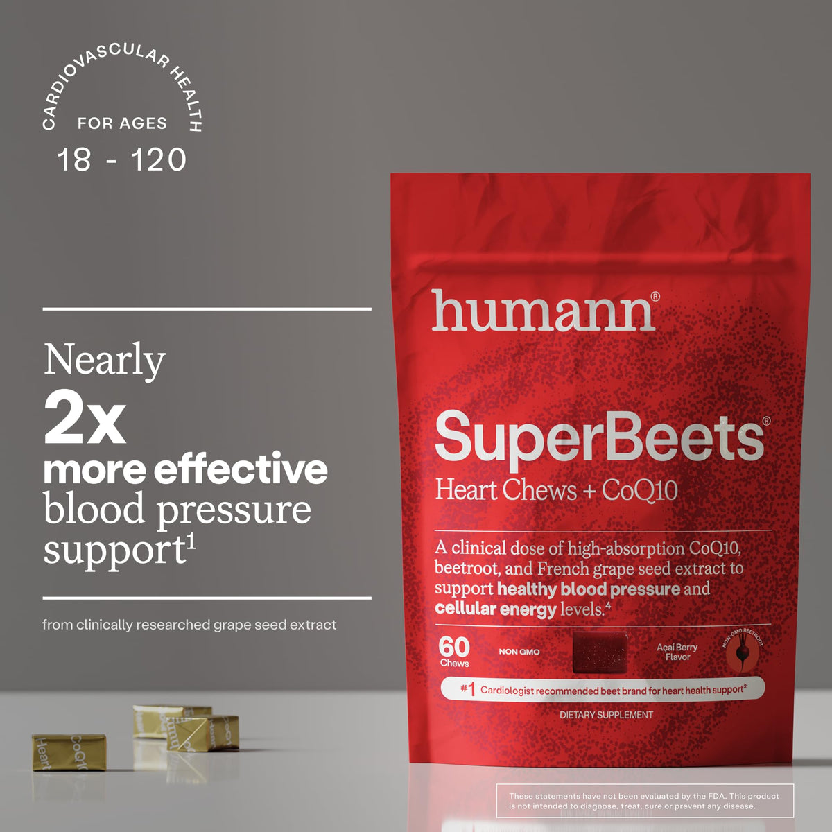 SuperBeets 5-in-1 Heart Chews 150mg CoQ10 60 Ct D692229