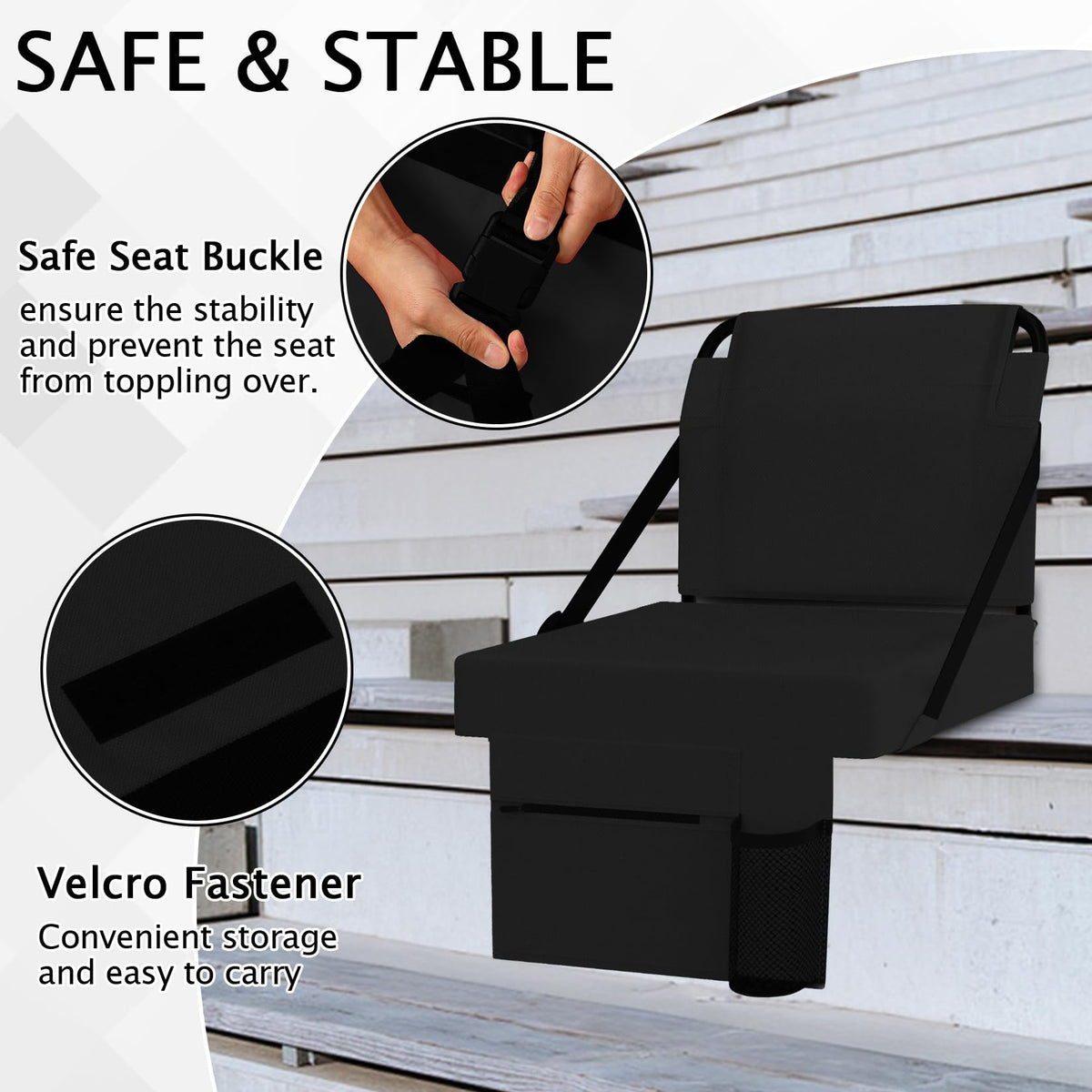 2pcs Stadium Seat for Bleachers with Back Support and Cushion V50054