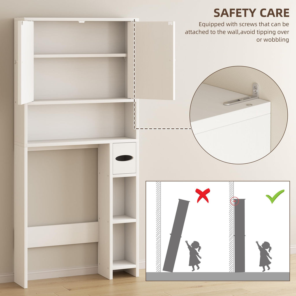White Over the Toilet Storage Cabinet with Adjustable Shelf E5966