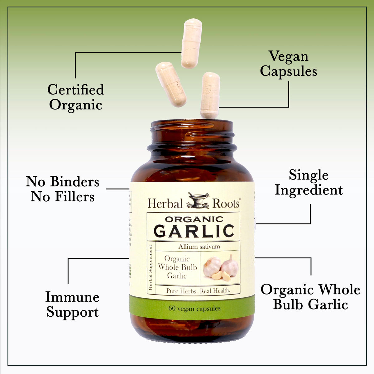 Organic Whole Bulb Garlic 60 Vegan Capsules S205
