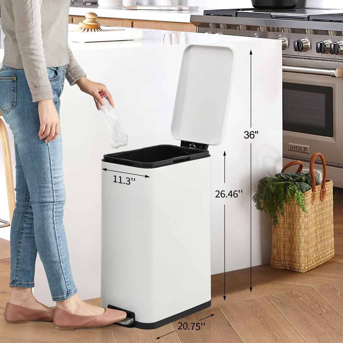 13.2 Gallon Slim Stainless Steel Trash Can V64134