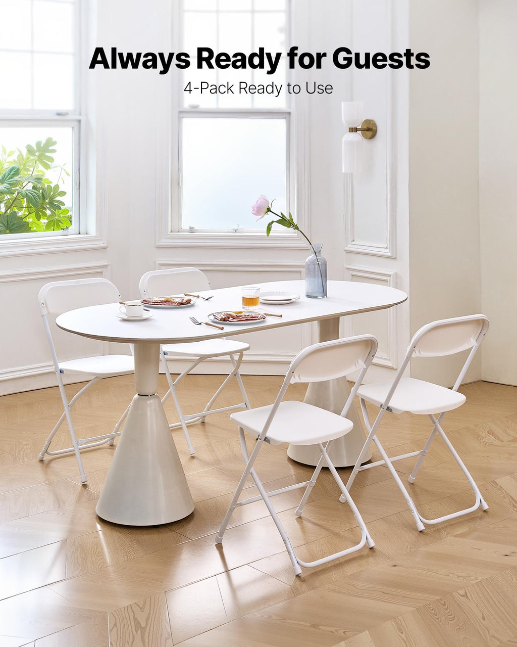 4 Pack Folding Plastic Chairs with Metal Frame N95286