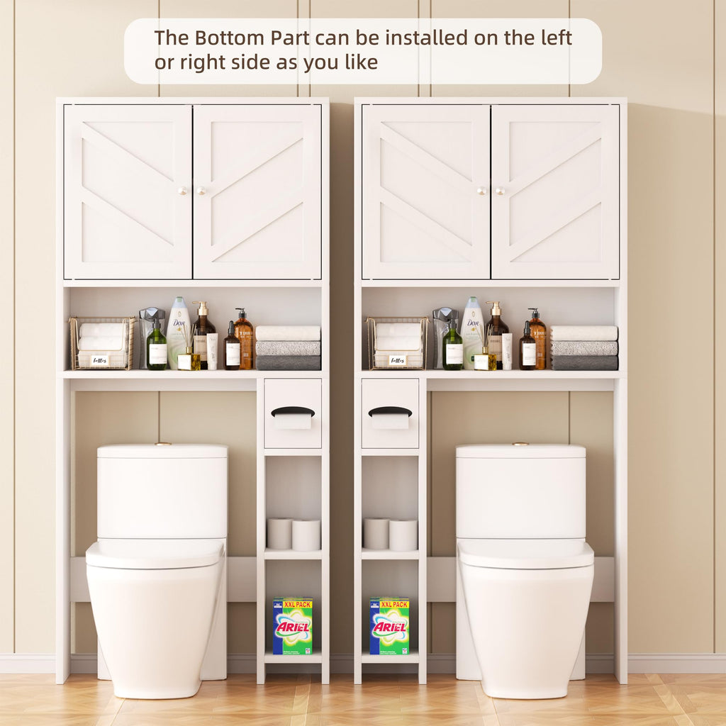 White Over the Toilet Storage Cabinet with Adjustable Shelf E5966