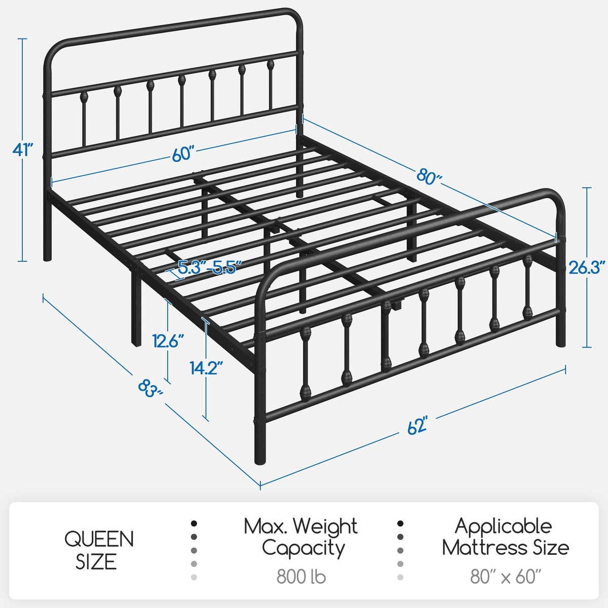 Queen Metal Platform Bed Frame A242345
