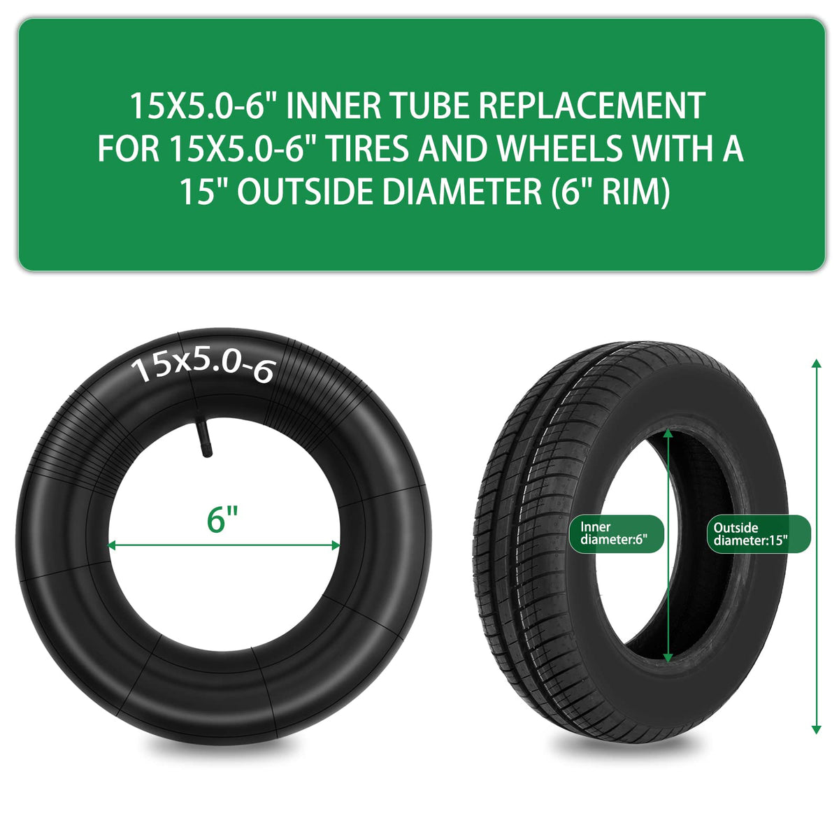15x6.00-6 Inner Tube with TR-13 Straight Valve Stem N701