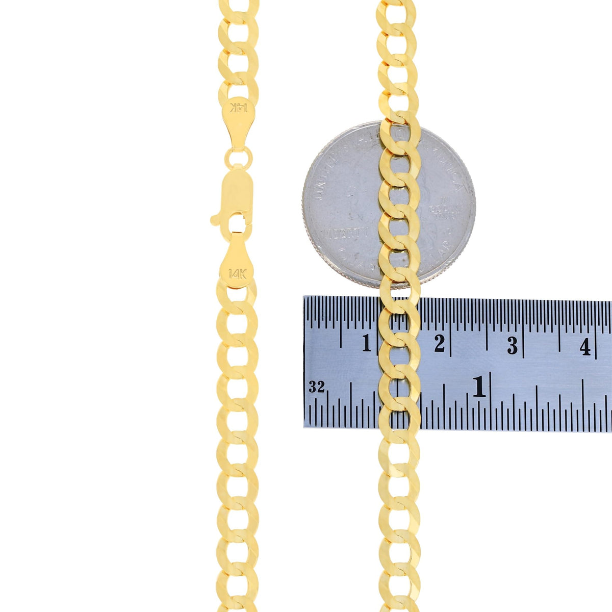14K Yellow Gold Cuban Curb Link Chain Necklace G377