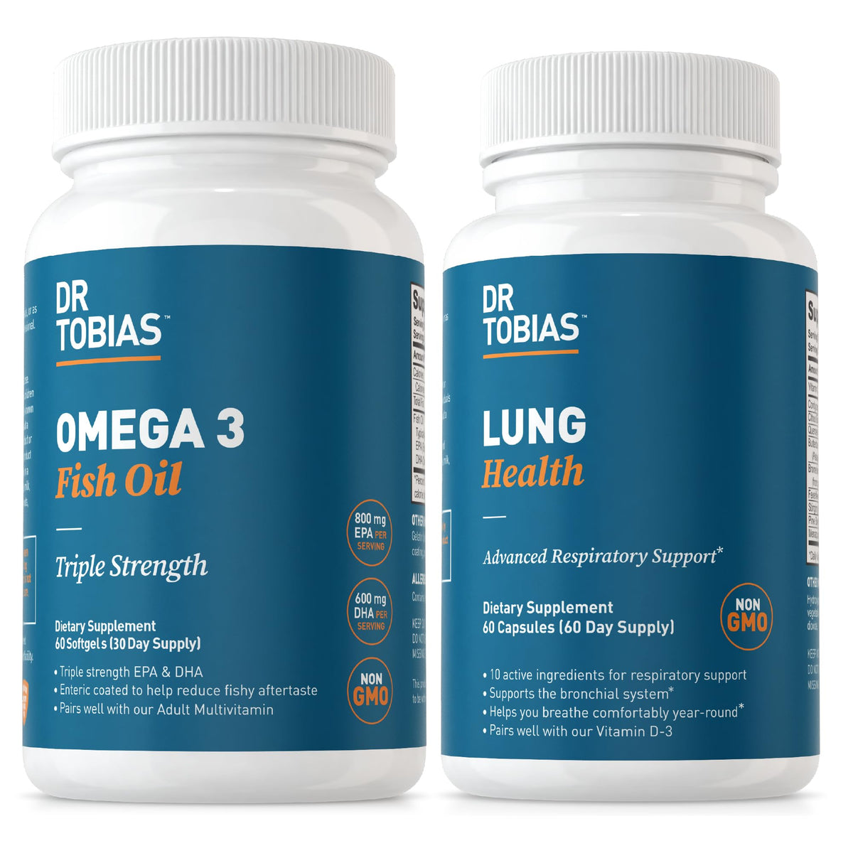 Omega 3 Fish Oil & Lung Health Supplements, 60 Capsules W322