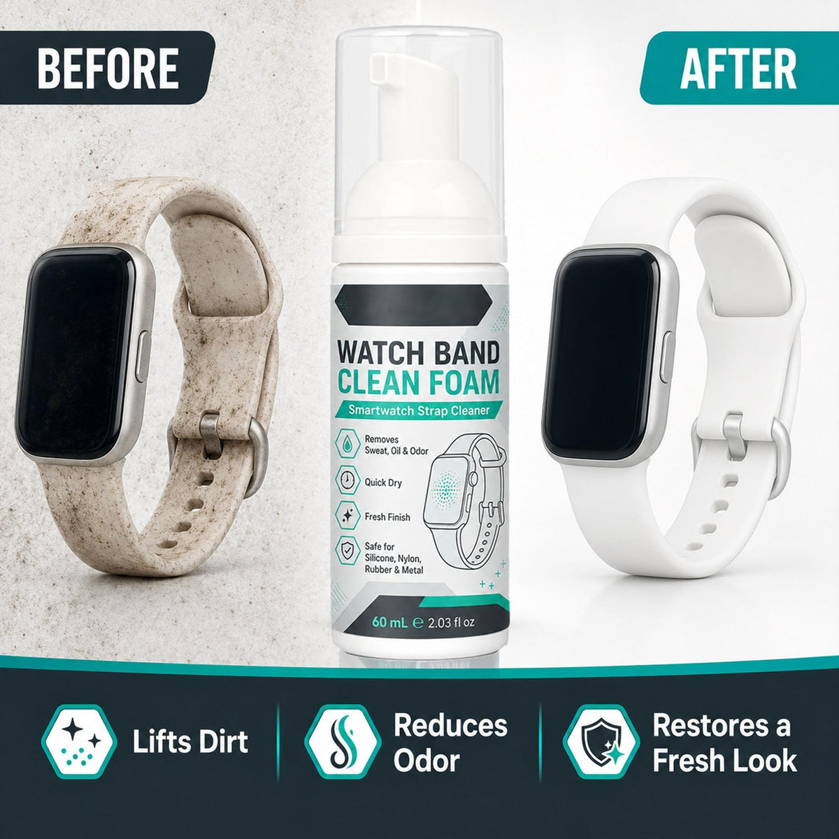 Foam Cleaner Spray for Watch Strap 60ml with Towel A625