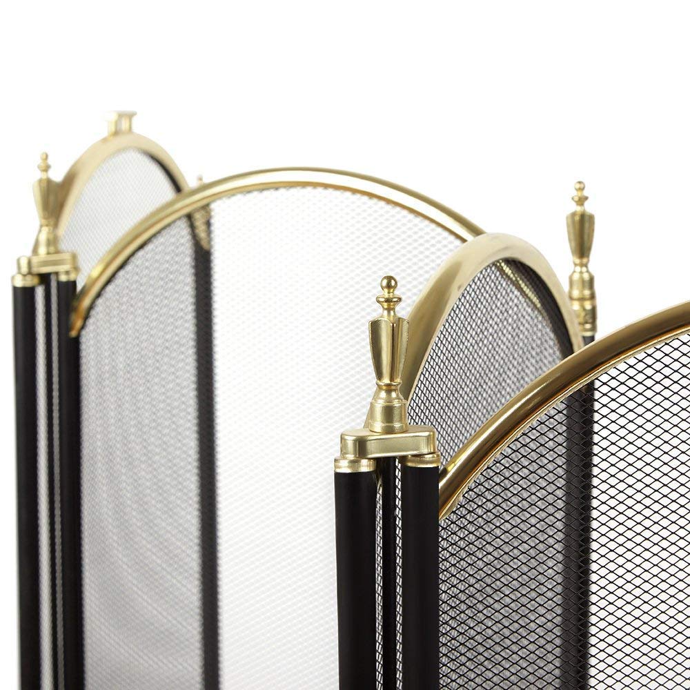 Large Gold 4 Panel Wrought Iron Fireplace Screen W538