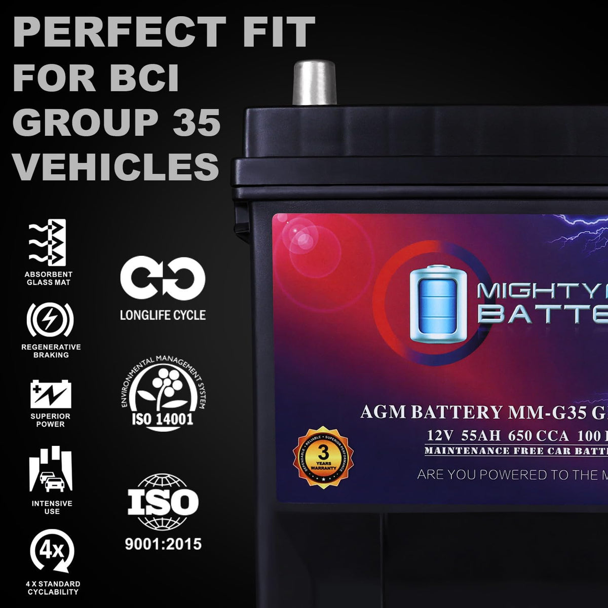 12V 55Ah AGM Replacement Battery I26564