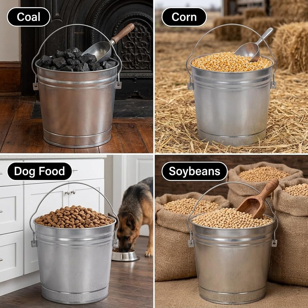 6 Gallon Galvanized Metal Trash Can with Locking Lid G511195