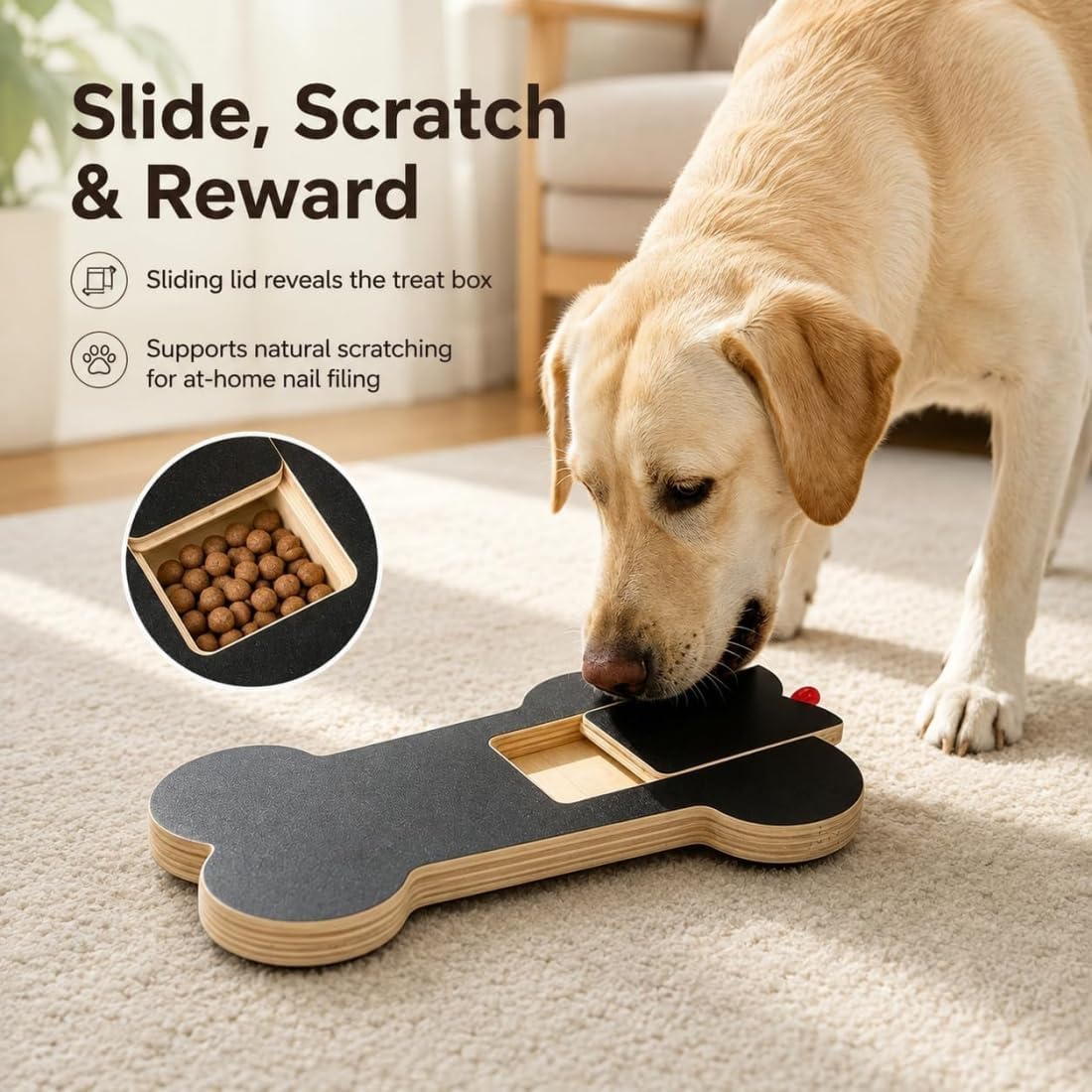 Wooden Dog Nail Scratch Board with Treat Dispenser Z82387