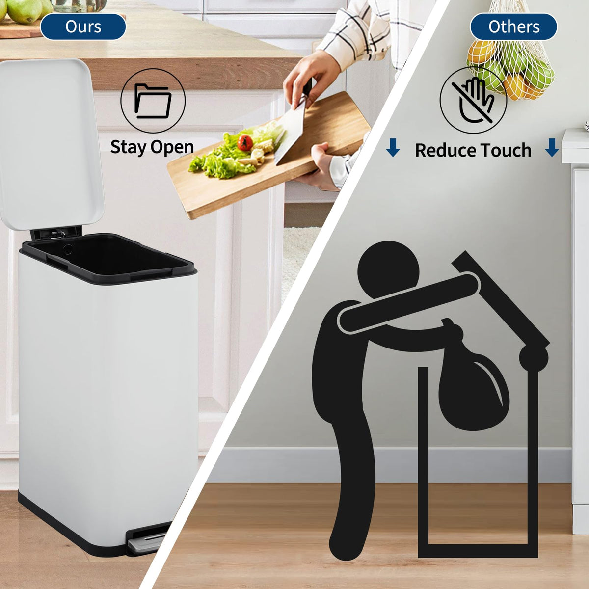 13.2 Gallon Slim Stainless Steel Trash Can V64134