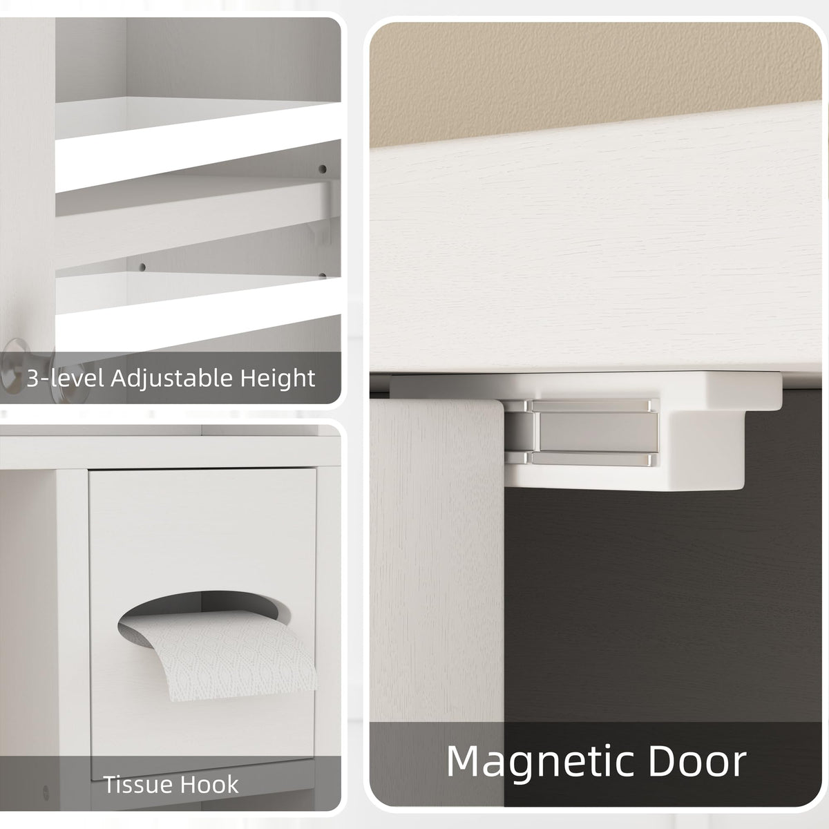 White Over the Toilet Storage Cabinet with Adjustable Shelf E5966
