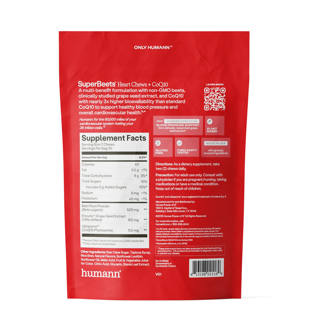 SuperBeets 5-in-1 Heart Chews 150mg CoQ10 60 Ct D692229