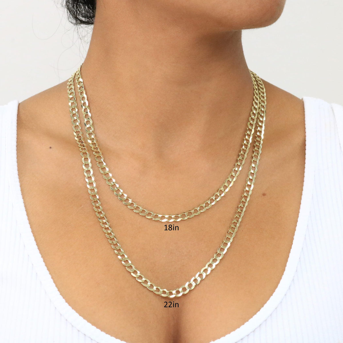 14K Yellow Gold Cuban Curb Link Chain Necklace G377