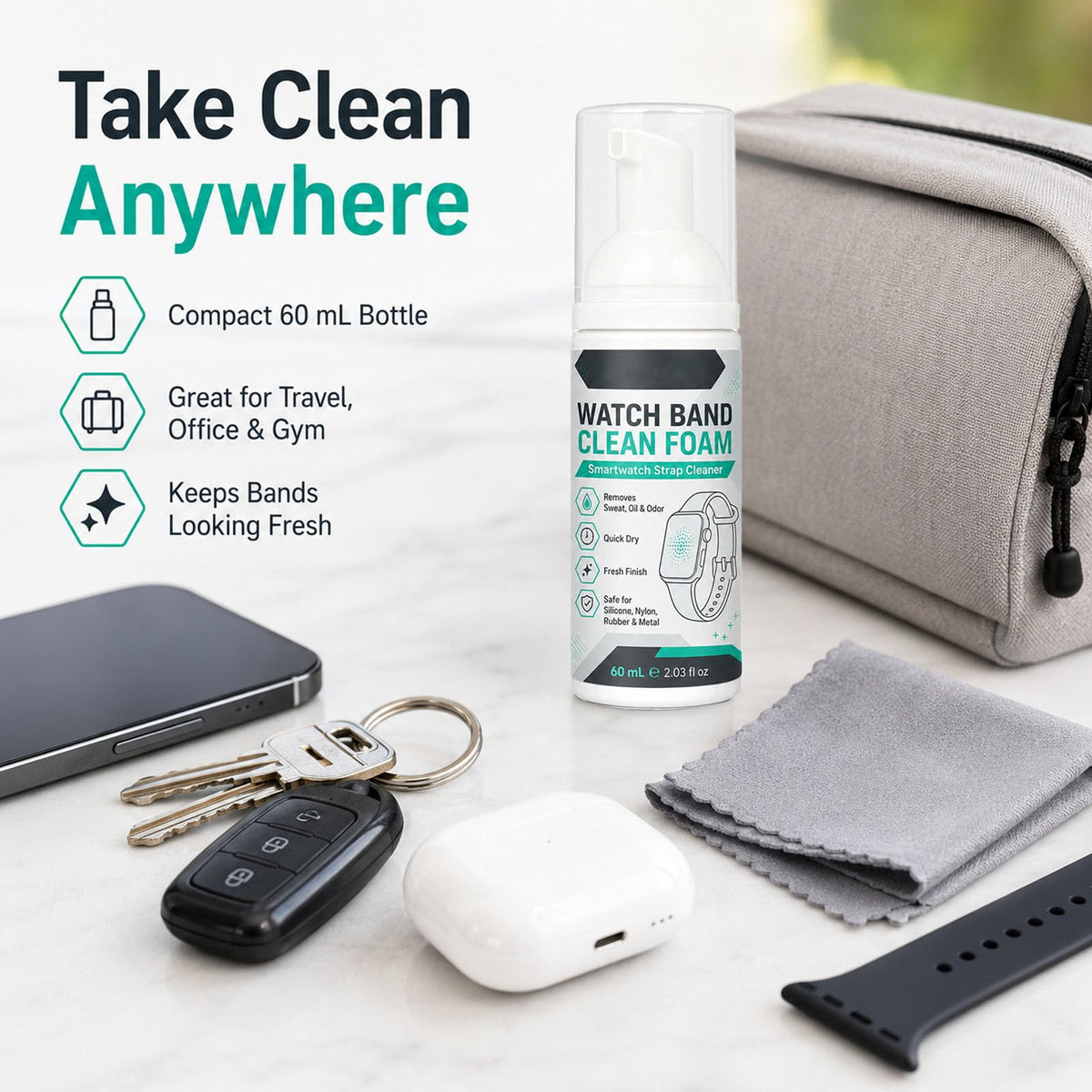 Foam Cleaner Spray for Watch Strap 60ml with Towel A625