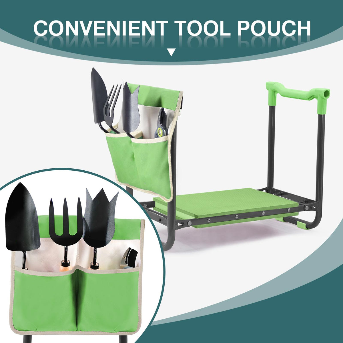 Foldable Garden Kneeler and Seat with Tool Storage Pouch S70644