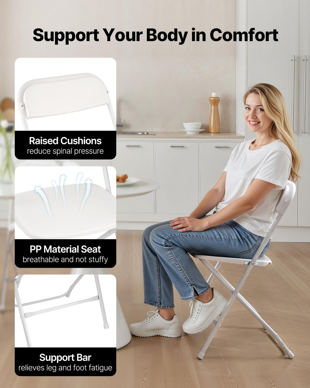 4 Pack Folding Plastic Chairs with Metal Frame N95286