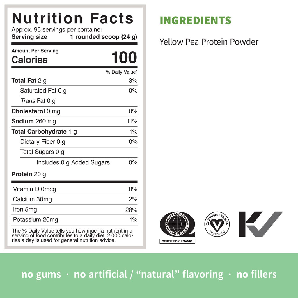 Organic Pea Protein Powder, Unflavored, 5 Pound R673864