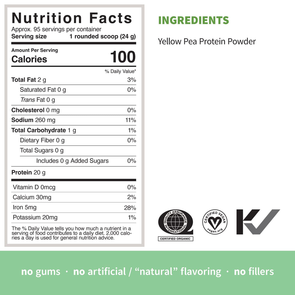 Organic Pea Protein Powder, Unflavored, 5 Pound R673864
