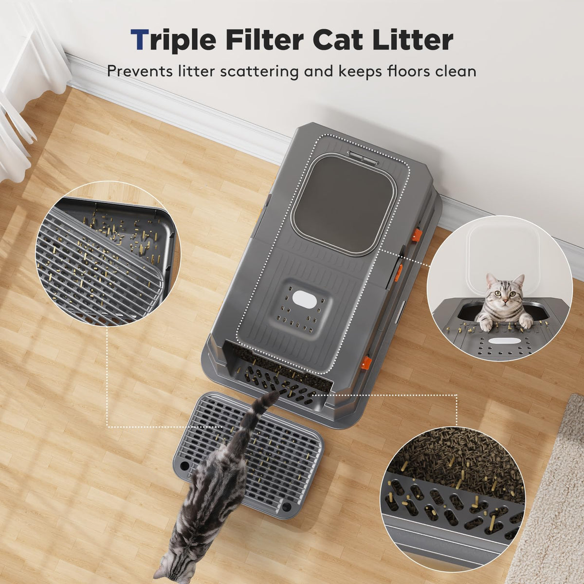Stainless Steel Enclosed Cat Litter Box with Lid F7661