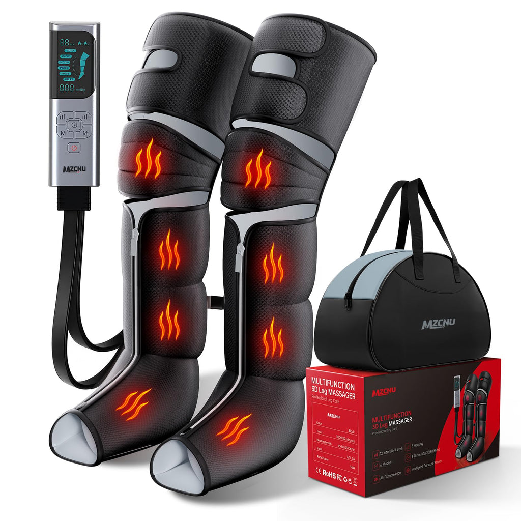 Black Leg Compression Massager with Heated Knee X88088