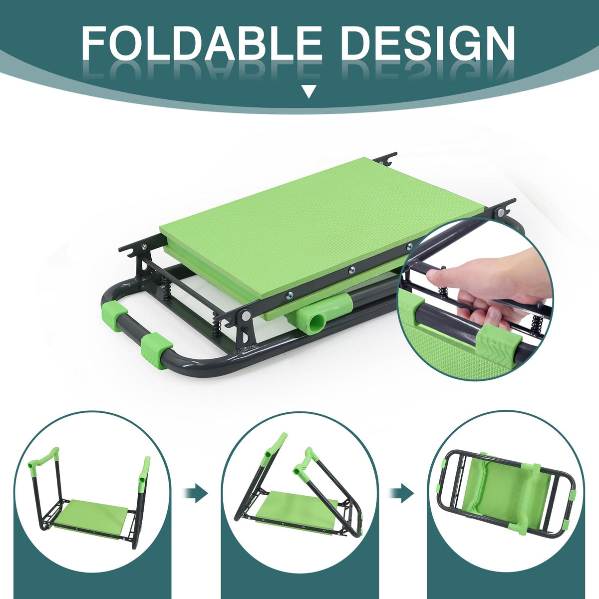 Foldable Garden Kneeler and Seat with Tool Storage Pouch S70644