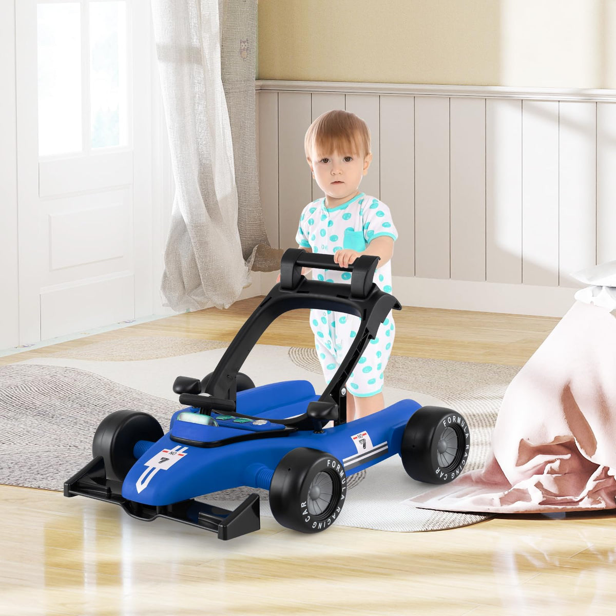Foldable Baby Walker with Adjustable Heights and Wheels F471478