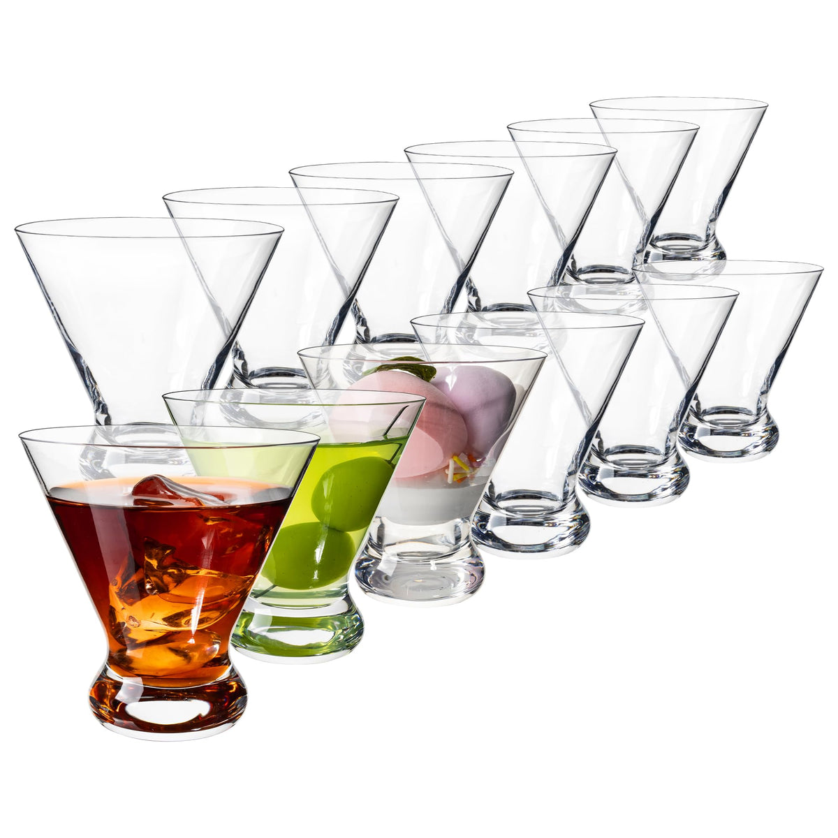 Stemless Martini Glasses Set of 12, 7.5 oz Z87057